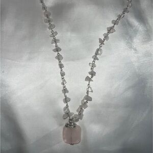 Rose Quartz Beaded Pendant Necklace - Delicate Pink Gemstone